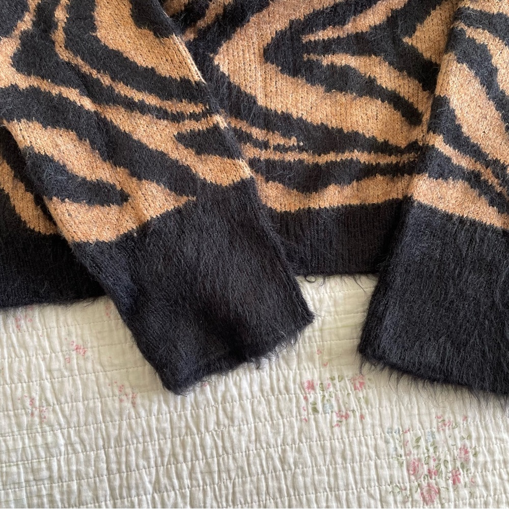 Zebra Print Fuzzy Sweater - image 3